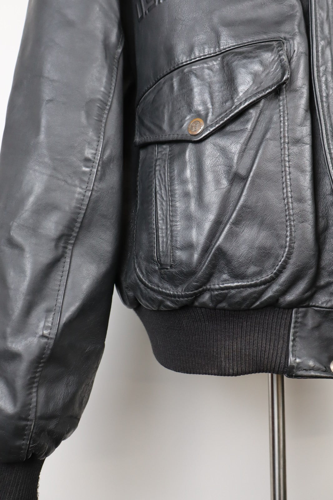 US FORCE GIUBBINO PELLE GIACCA UOMO Tg 56 MAN VINTAGE LEATHER JACKET IMBOTTITO