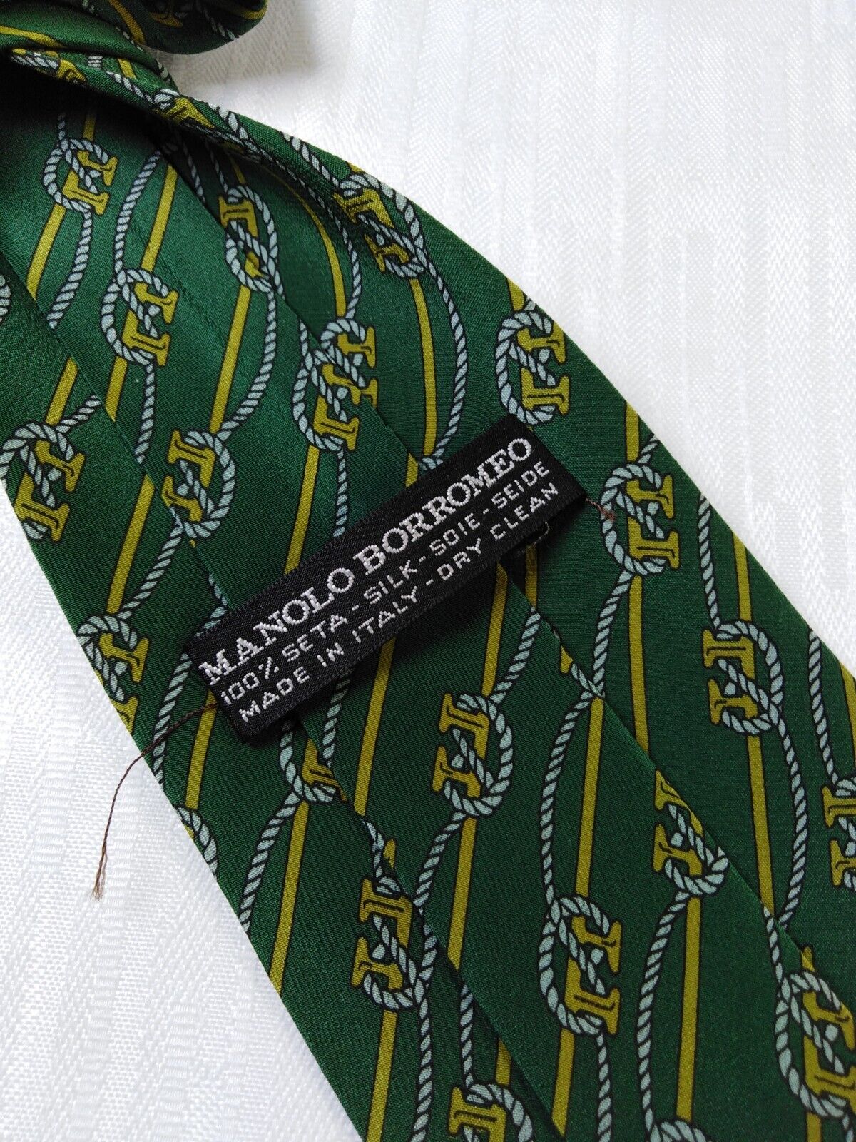 MANOLO BORROMEO 100% SETA SILK TIE CRAVATTA NECKTIE ITALY VINTAGE CLASSIC