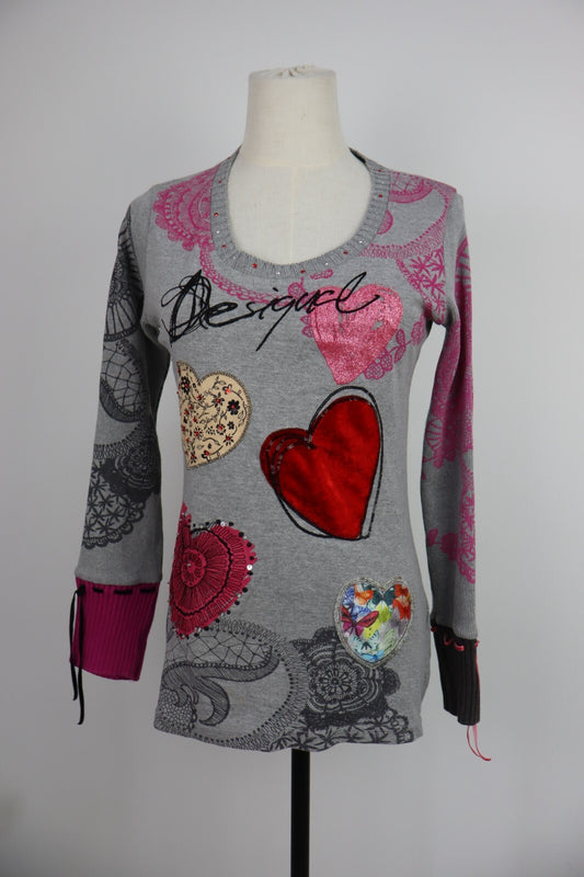 DESIGUAL MAGLIONE MAGLIA DONNA TG S WOMAN SWEATER VINTAGE CASUAL COTONE