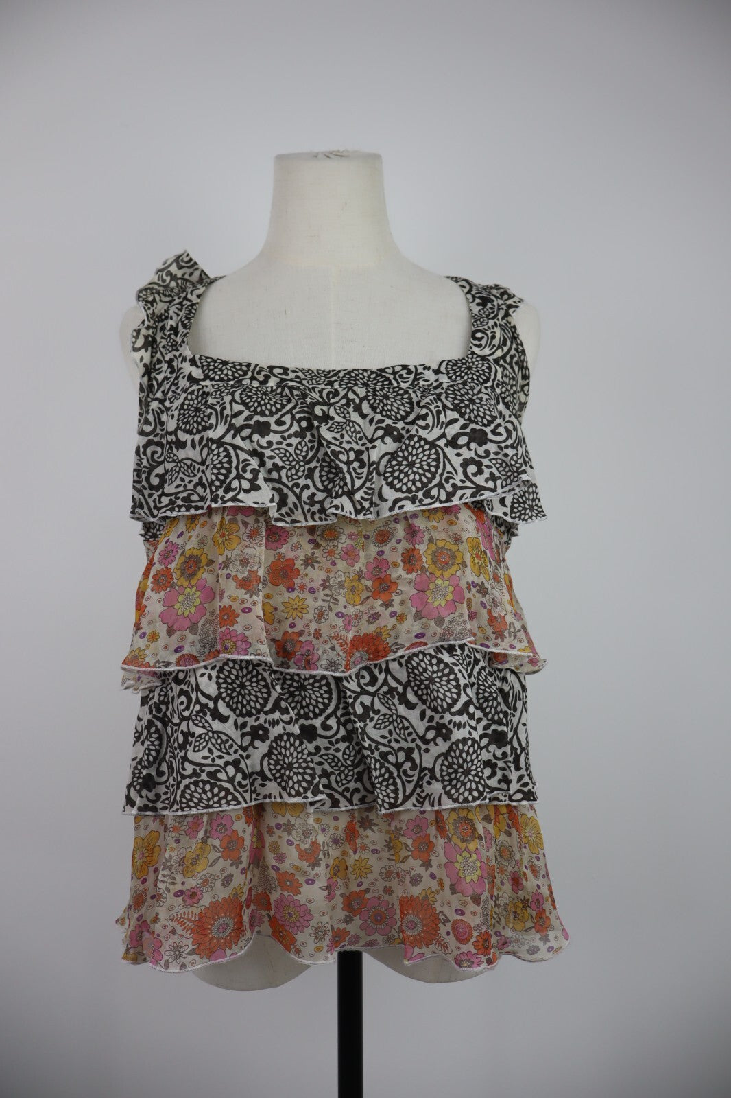 MARELLA MAGLIA TOP CANOTTA DONNA TG. 44 WOMAN CASUAL VINTAGE T-SHIRT SETA