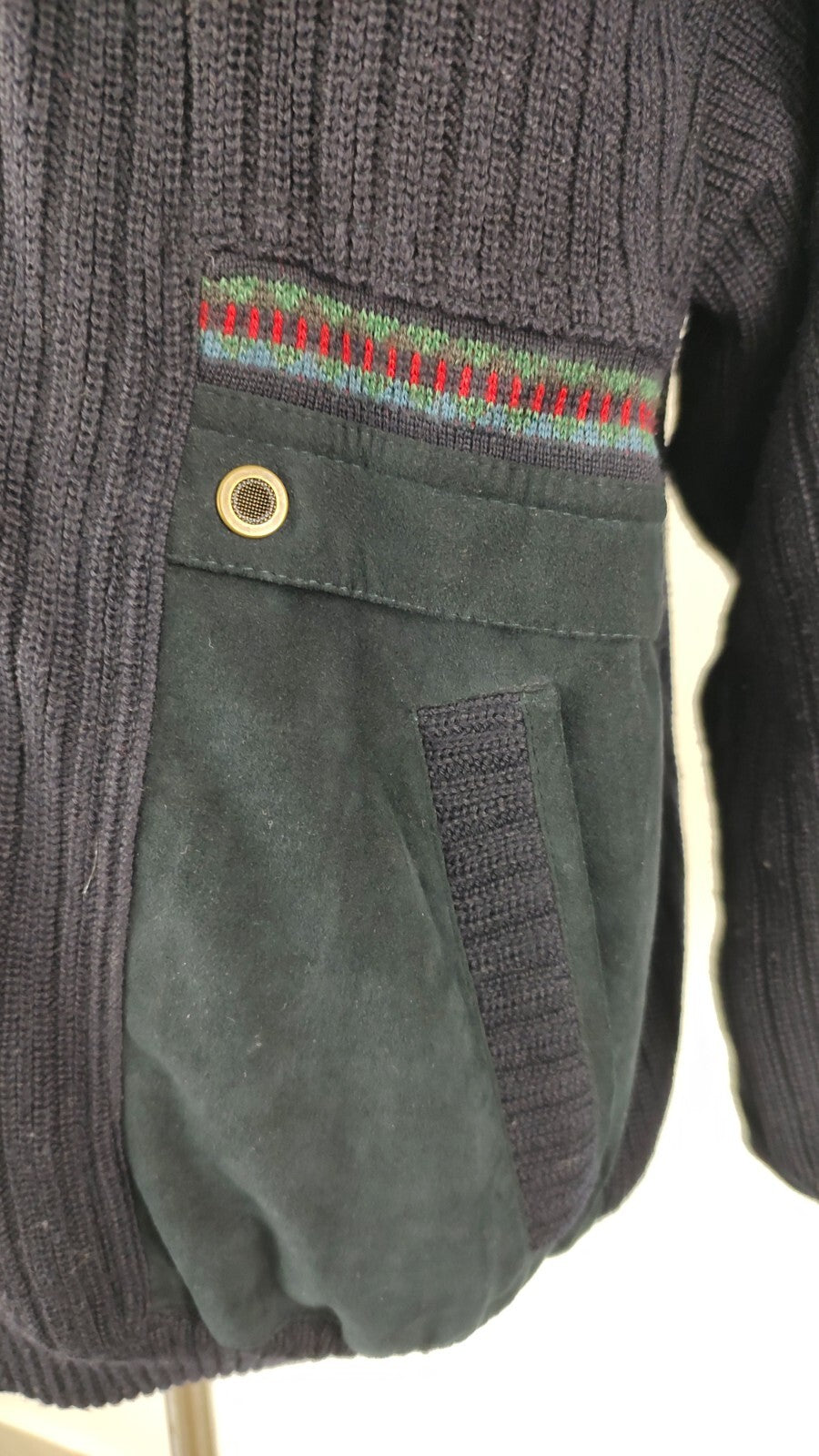 NAVIGARE GIUBBINO IMBOTTITO LANA PELLE UOMO Tg M MAN CASUAL VINTAGE JACKET