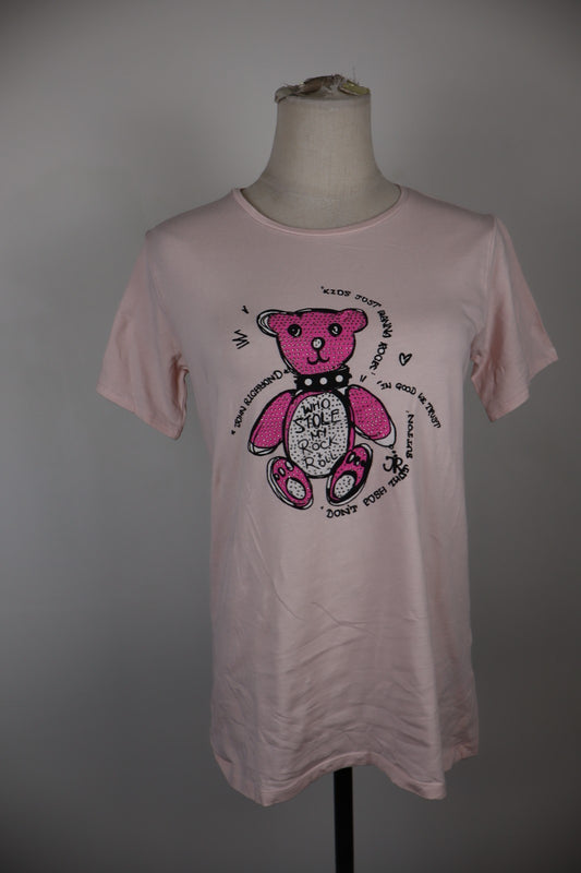 JOHN RICHMOND MAGLIA DONNA TG 16 WOMAN CASUAL VINTAGE T-SHIRT COTONE COTTON LOGO