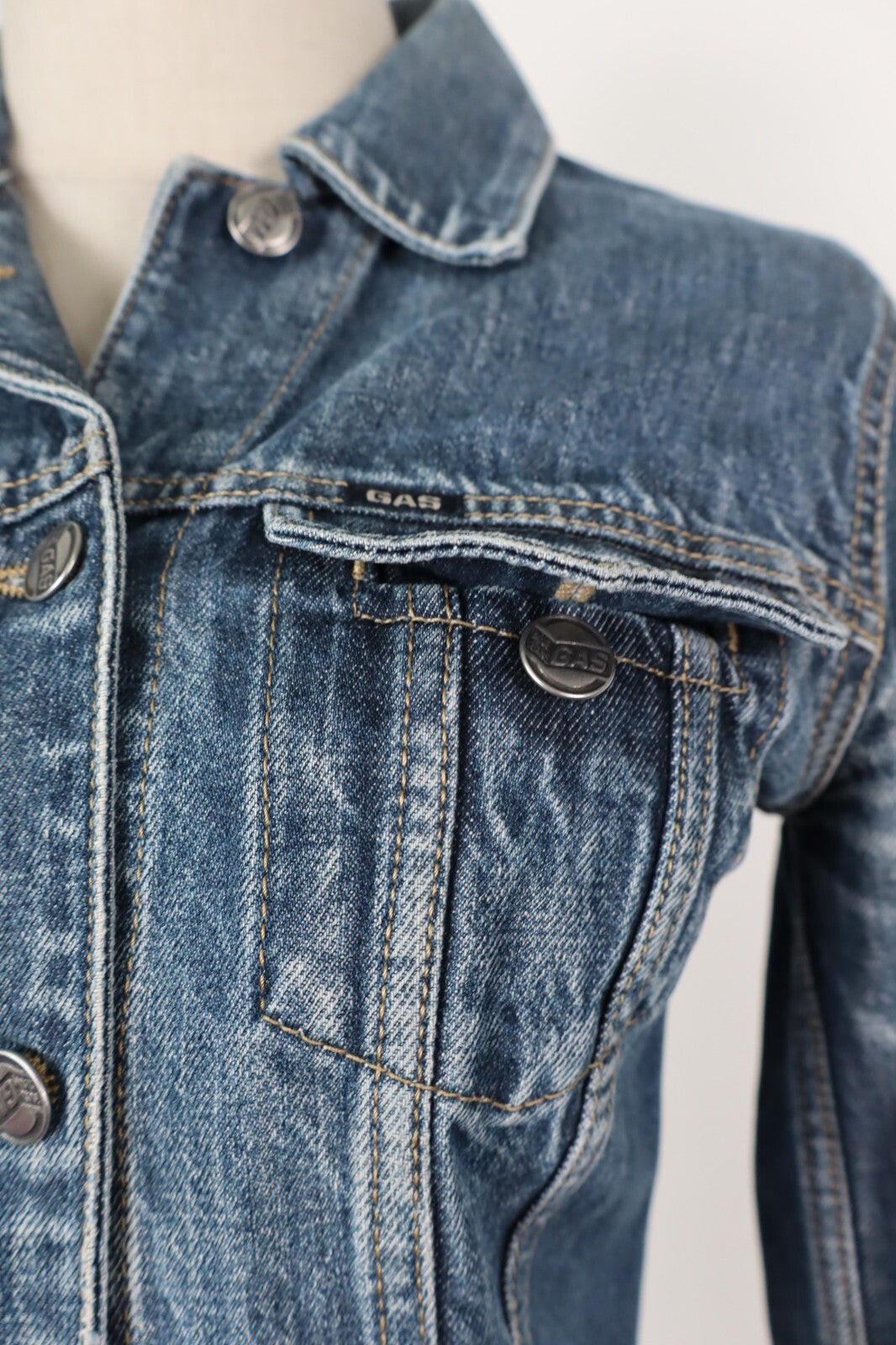 GAS JEANS GIUBBINO DONNA Tg. S WOMAN CASUAL JACKET COTONE COTTON DENIM VINTAGE