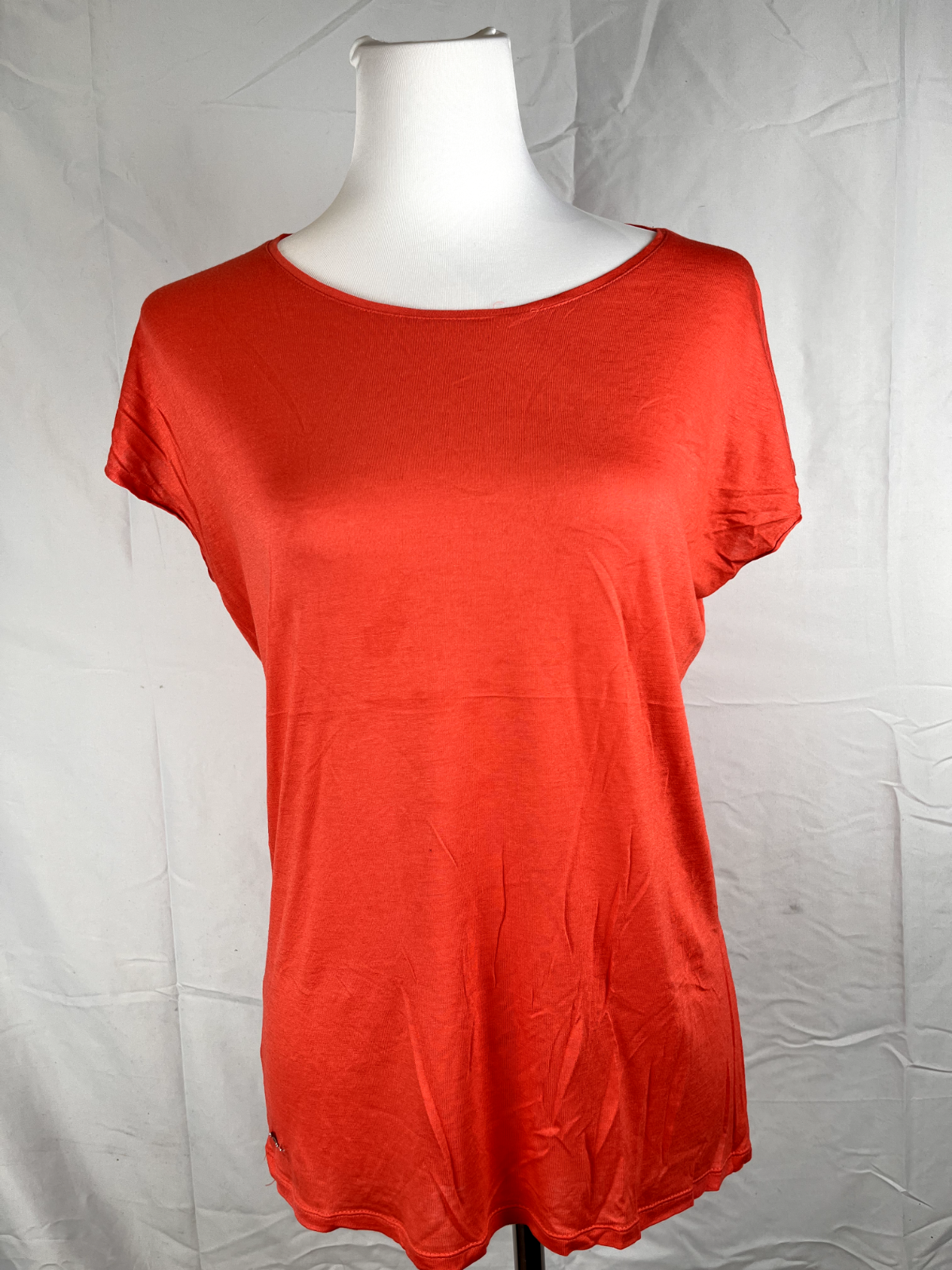LACOSTE MAGLIA DONNA TG. 40 WOMAN CASUAL VINTAGE T-SHIRT MISTO LINO