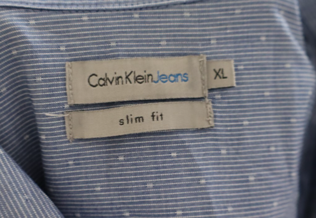 CALVIN KLEIN JEANS CAMICIA UOMO XL SLIM MAN CASUAL VINTAGE SHIRT COTONE COTTON