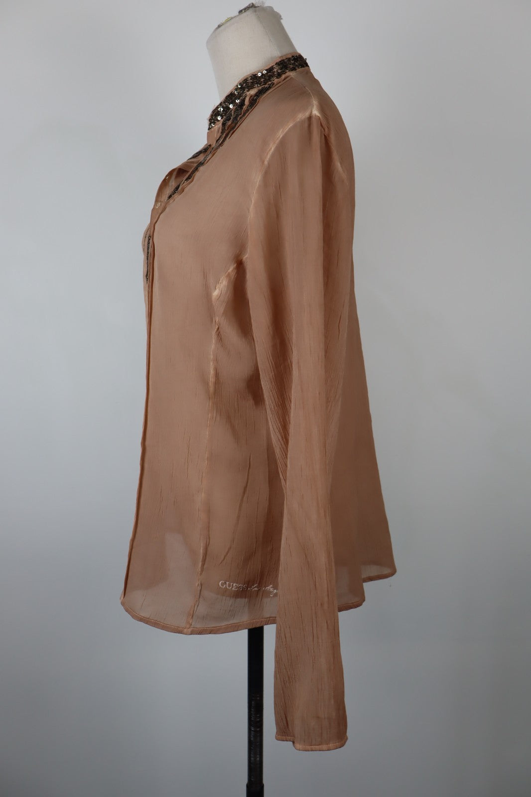 GUESS CAMICIA DONNA TG. L WOMAN SHIRT CASUAL VINTAGE  BLUSA PAILLETTES