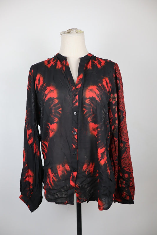 DESIGUAL CAMICIA BLUSA DONNA TG XL WOMAN SHIRT CASUAL VINTAGE MANICA LUNGA LOGO