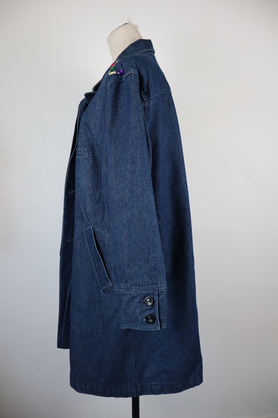 ENRICO COVERI GIUBBINO SPALLINE JEANS DENIM DONNA L WOMAN CASUAL JACKET VINTAGE