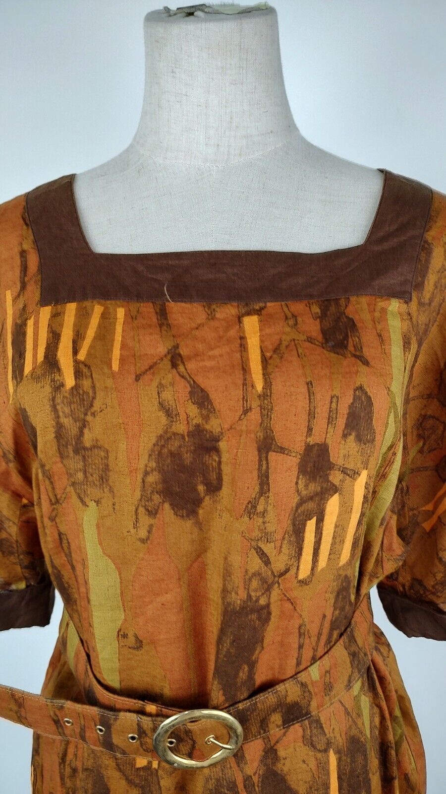 MARINA RINALDI VESTITO DONNA TG. 17 WOMAN CASUAL VINTAGE DRESS LINO