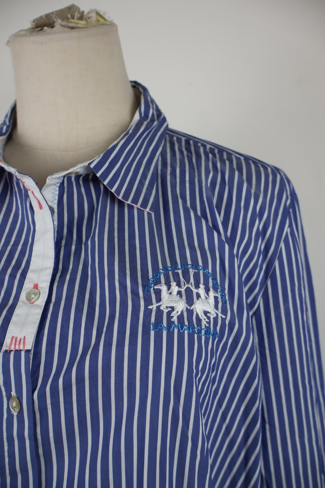 LA MARTINA CAMICIA BLUSA DONNA TG. 6 WOMAN SHIRT CASUAL VINTAGE BIG LOGO RIGHE