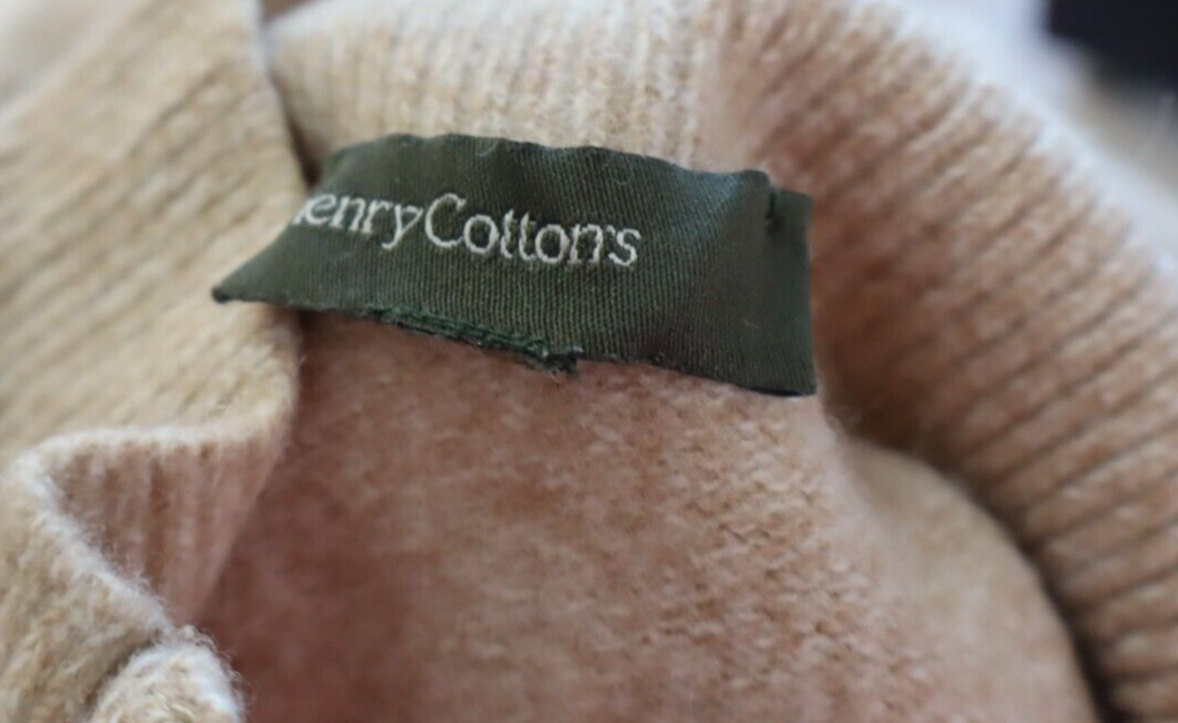 HENRY COTTON'S MAGLIONE CON ZIP VINTAGE UOMO Tg. M MAN SWEATER CASUAL LANA WOOL