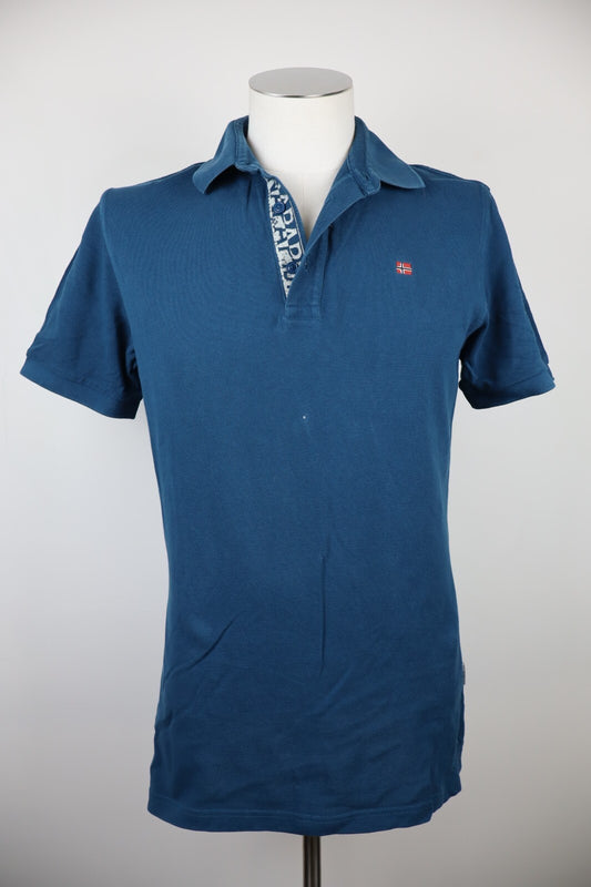 NAPAPIJRI MAGLIA POLO UOMO TG. M MAN T-SHIRT COTONE COTTON CASUAL VINTAGE BLU