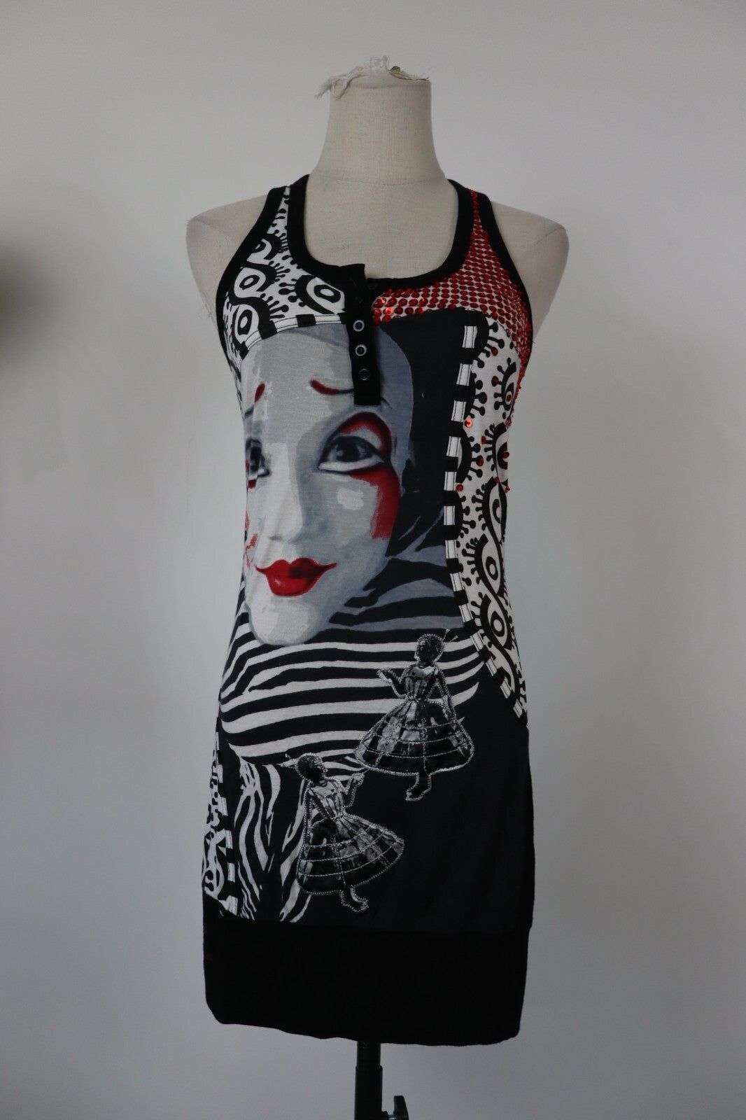 DESIGUAL VESTITO DONNA TG. M WOMAN CASUAL VINTAGE DRESS ABITO CIRQUE DU SOLEIL