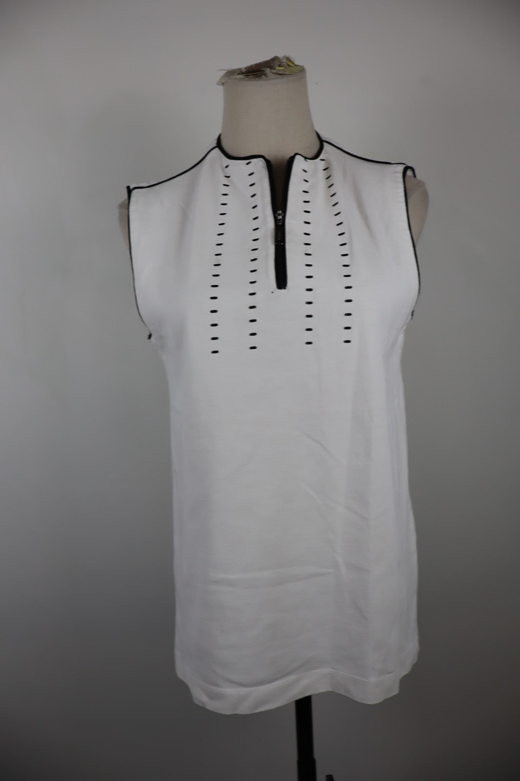 FERRE MAGLIA SMANICATA ZIP DONNA TG. M WOMAN CASUAL VINTAGE T-SHIRT TOP COTONE