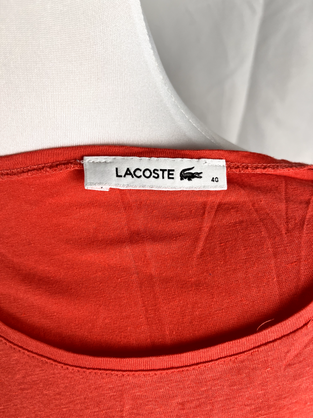 LACOSTE MAGLIA DONNA TG. 40 WOMAN CASUAL VINTAGE T-SHIRT MISTO LINO