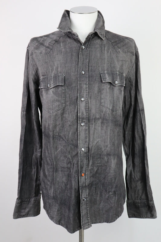 HUGO BOSS ORANGE CAMICIA JEANS UOMO TG XL MAN VINTAGE SHIRT COTONE DENIM