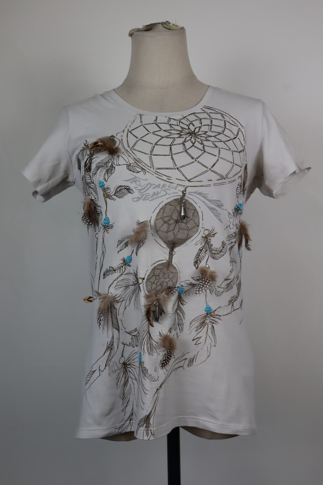 TRUSSARDI JEANS MAGLIA DONNA TG. M WOMAN CASUAL VINTAGE T-SHIRT TOP COTONE