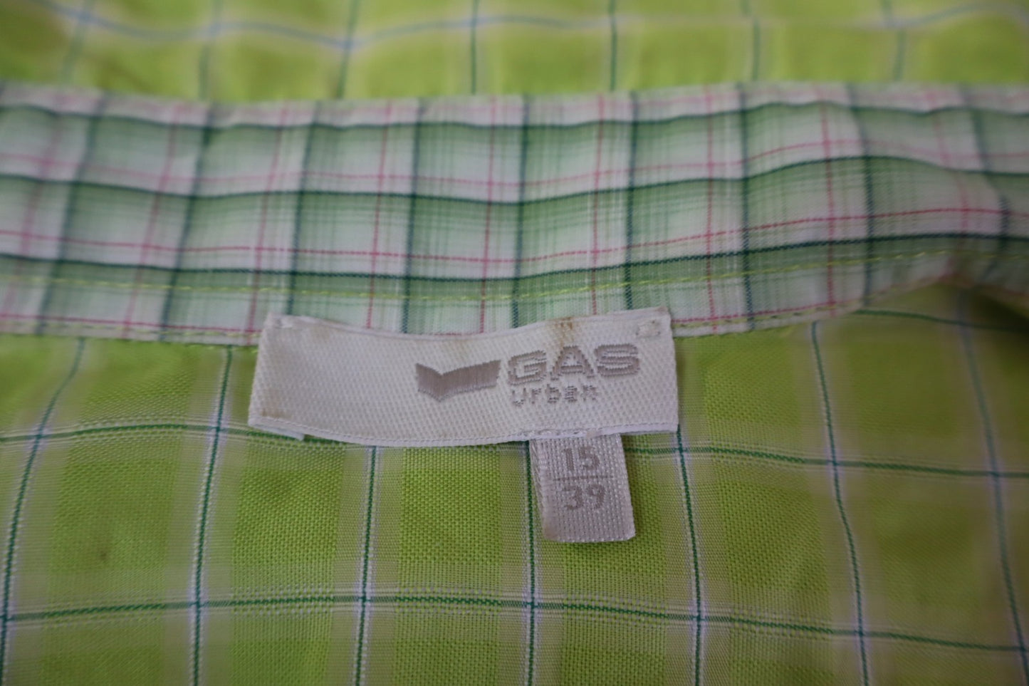 GAS CAMICIA UOMO TG. 15 37 MAN CASUAL VINTAGE MAN COTONE COTTON VERDE LOGO