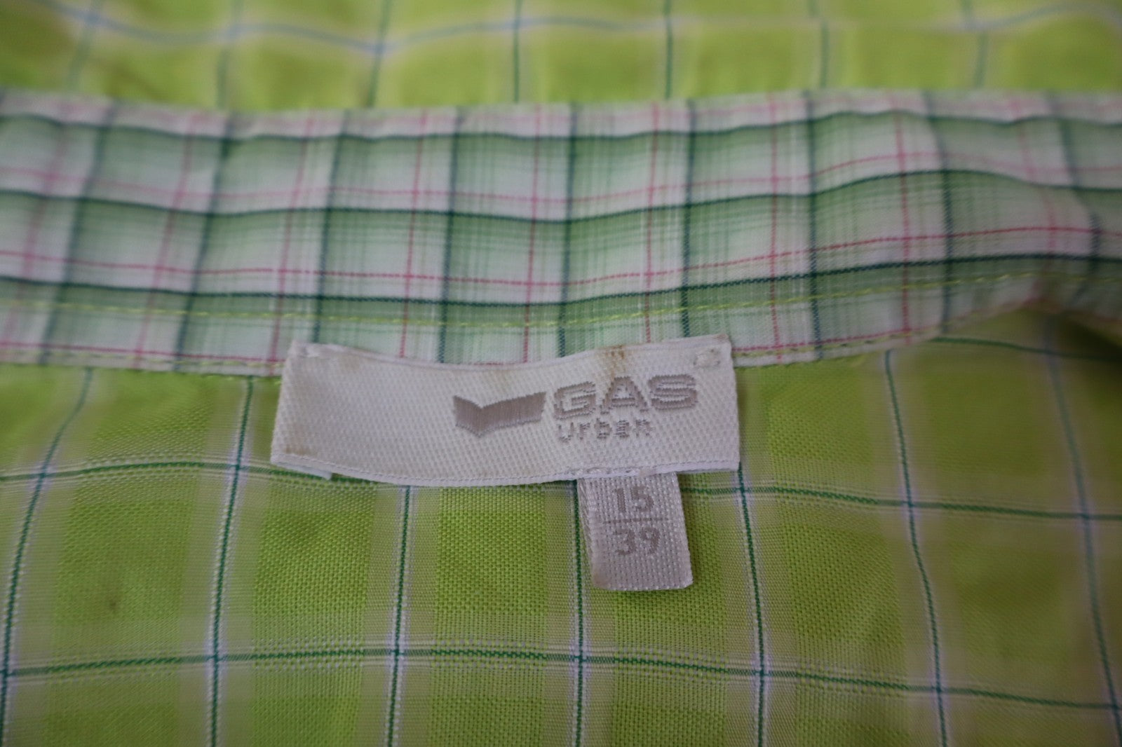 GAS CAMICIA UOMO TG. 15 37 MAN CASUAL VINTAGE MAN COTONE COTTON VERDE LOGO