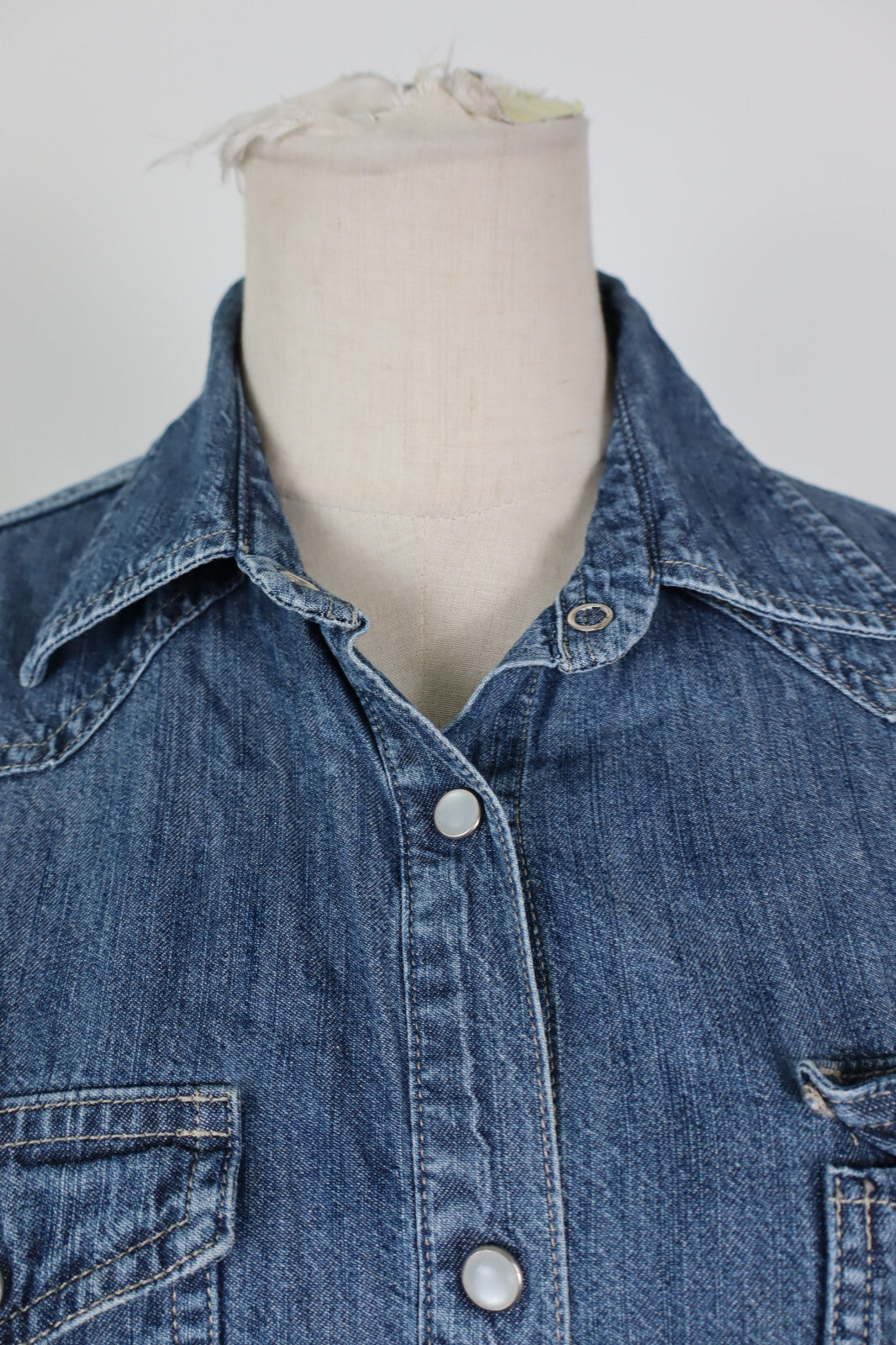 CARRERA CAMICIA JEANS DONNA TG L WOMAN SHIRT CASUAL VINTAGE COTONE COTTON DENIM