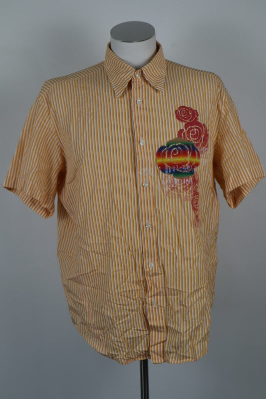 HUGO BOSS CAMICIA UOMO XL MAN CASUAL VINTAGE SHIRT COTONE COTTON MANICA CORTA