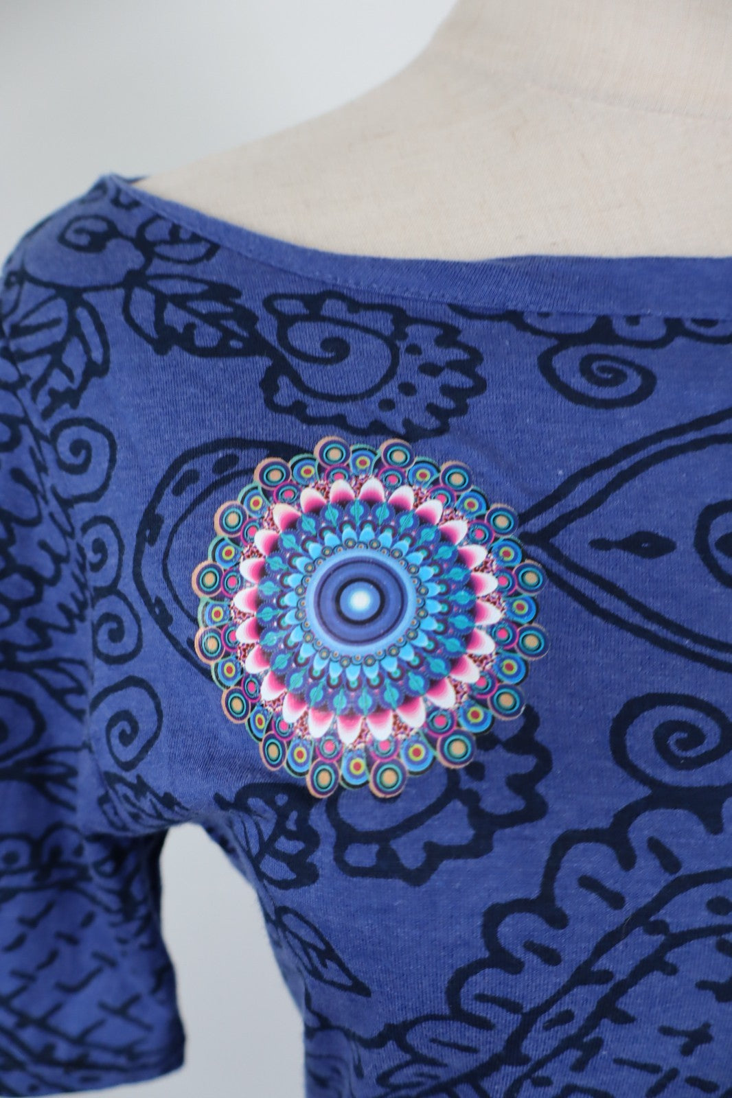 DESIGUAL VESTITO ABITO DONNA TG L WOMAN CASUAL VINTAGE DRESS COTONE