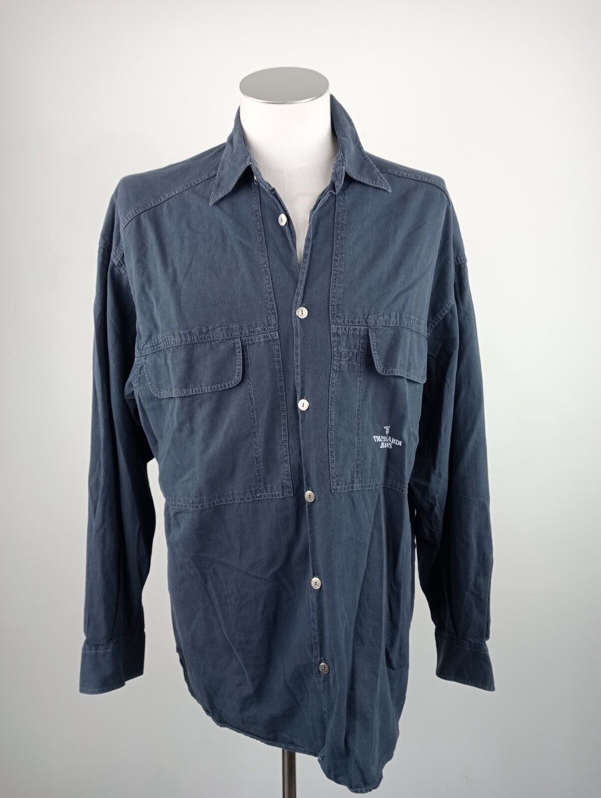 TRUSSARDI JEANS CAMICIA UOMO TG. L MAN CASUAL VINTAGE SHIRT COTONE ITALY