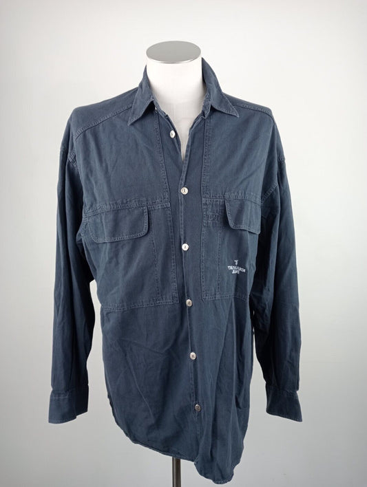 TRUSSARDI JEANS CAMICIA UOMO TG. L MAN CASUAL VINTAGE SHIRT COTONE ITALY