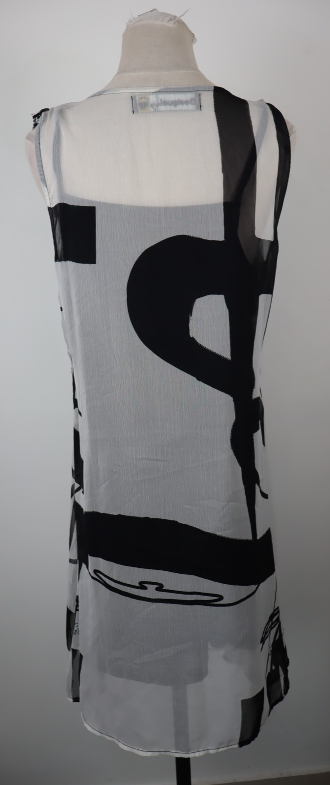 DESIGUAL  VESTITO ABITO DONNA TG.  42 WOMAN CASUAL VINTAGE DRESS BLACK AND WHITE