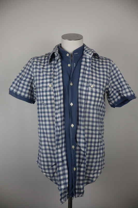 AJ ARMANI JEANS CAMICIA SHIRT UOMO MAN TG. L CASUAL VINTAGE MANICA CORTA TASCA