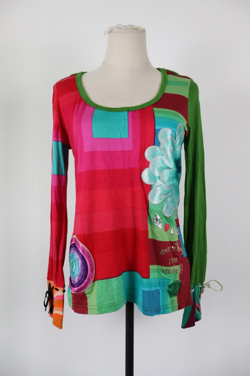 DESIGUAL MAGLIA DONNA TG. XL WOMAN T-SHIRT CASUAL VINTAGE TOP COTONE