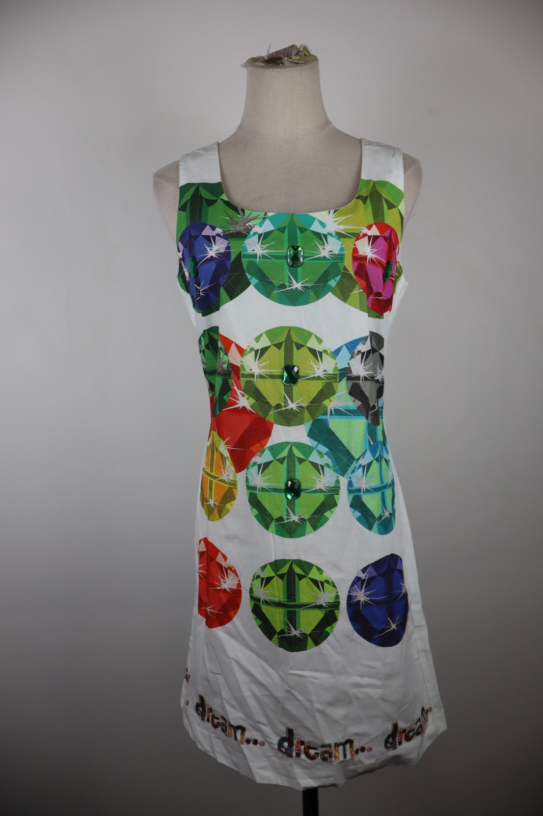 DESIGUAL VESTITO ABITO SMANICATO DONNA TG. 38 WOMAN CASUAL VINTAGE DRESS GEMME