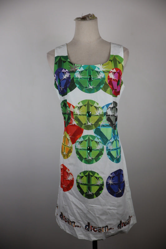 DESIGUAL VESTITO ABITO SMANICATO DONNA TG. 38 WOMAN CASUAL VINTAGE DRESS GEMME