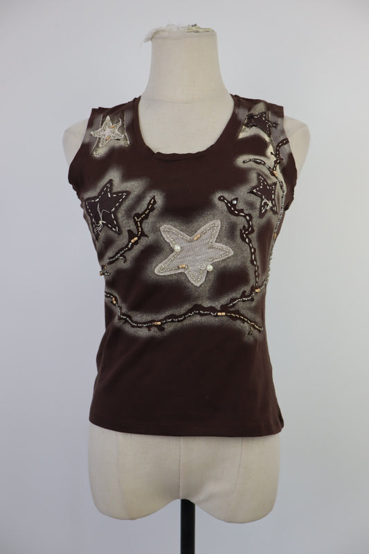 MAGLIA CROP TOP DONNA TG M WOMAN T-SHIRT INDIE GRUNGE GRAFIC VINTAGE Y2K 2000'S