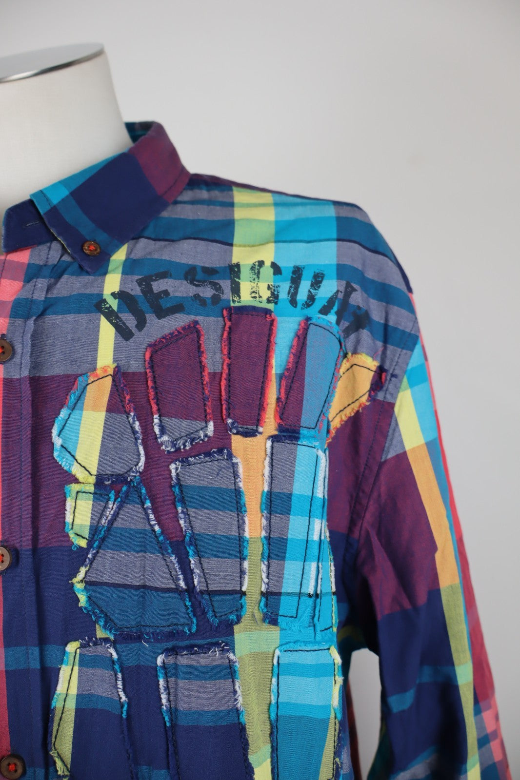 DESIGUAL CAMICIA UOMO TG. XL  MAN CASUAL VINTAGE SHIRT MAN COTONE COTTON LOGO