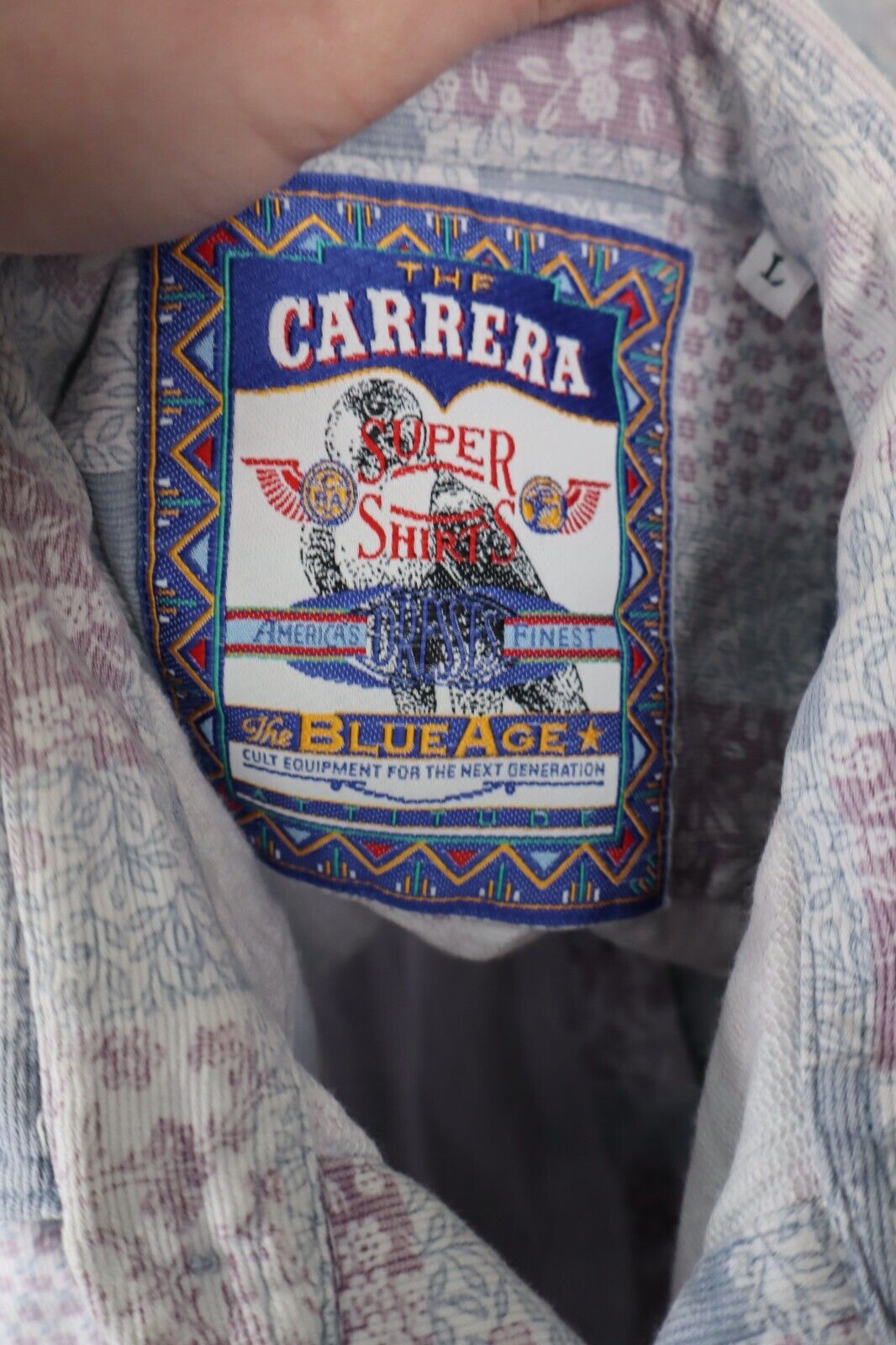 CARRERA BLUE AGE CAMICIA UOMO TG. L MAN CASUAL VINTAGE SHIRT COTONE COTTON