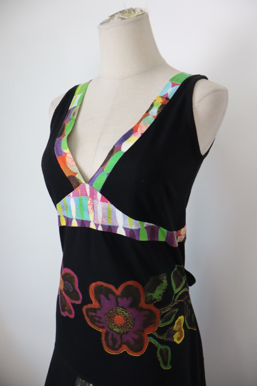 DESIGUAL VESTITO SMANICATO DONNA TG L WOMAN CASUAL VINTAGE DRESS ABITO COTONE