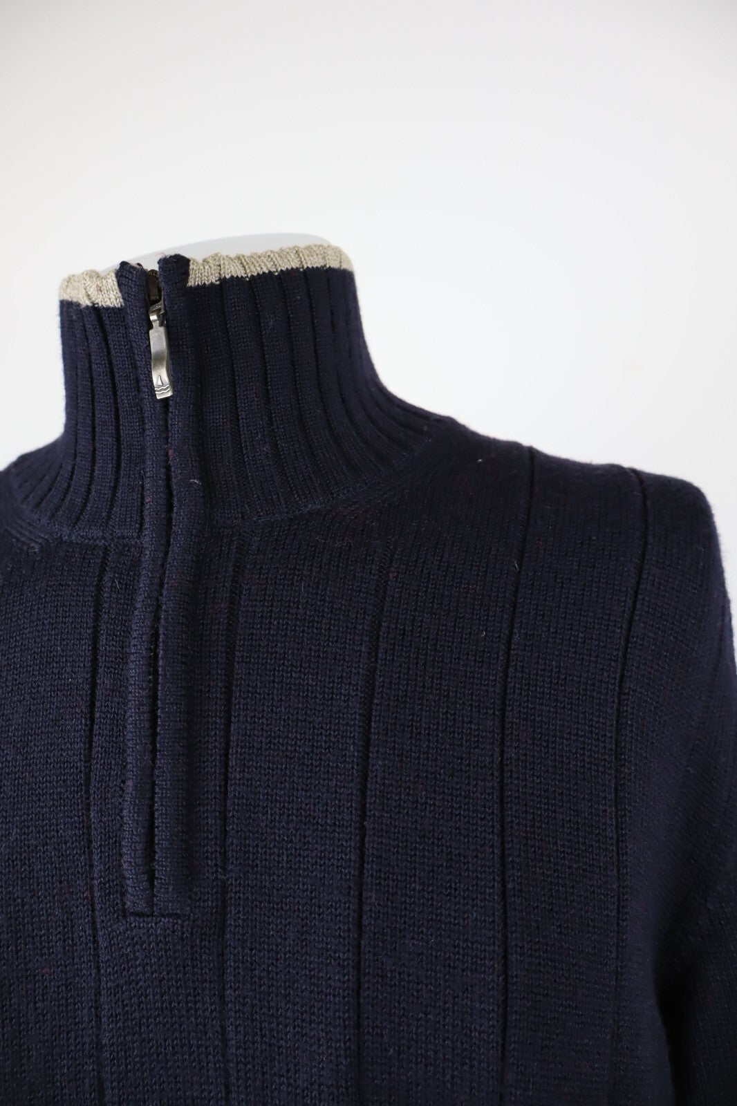 NAVIGARE MAGLIONE CON ZIP UOMO Tg. M MAN SWEATER CASUAL VINTAGE LANA WOOL