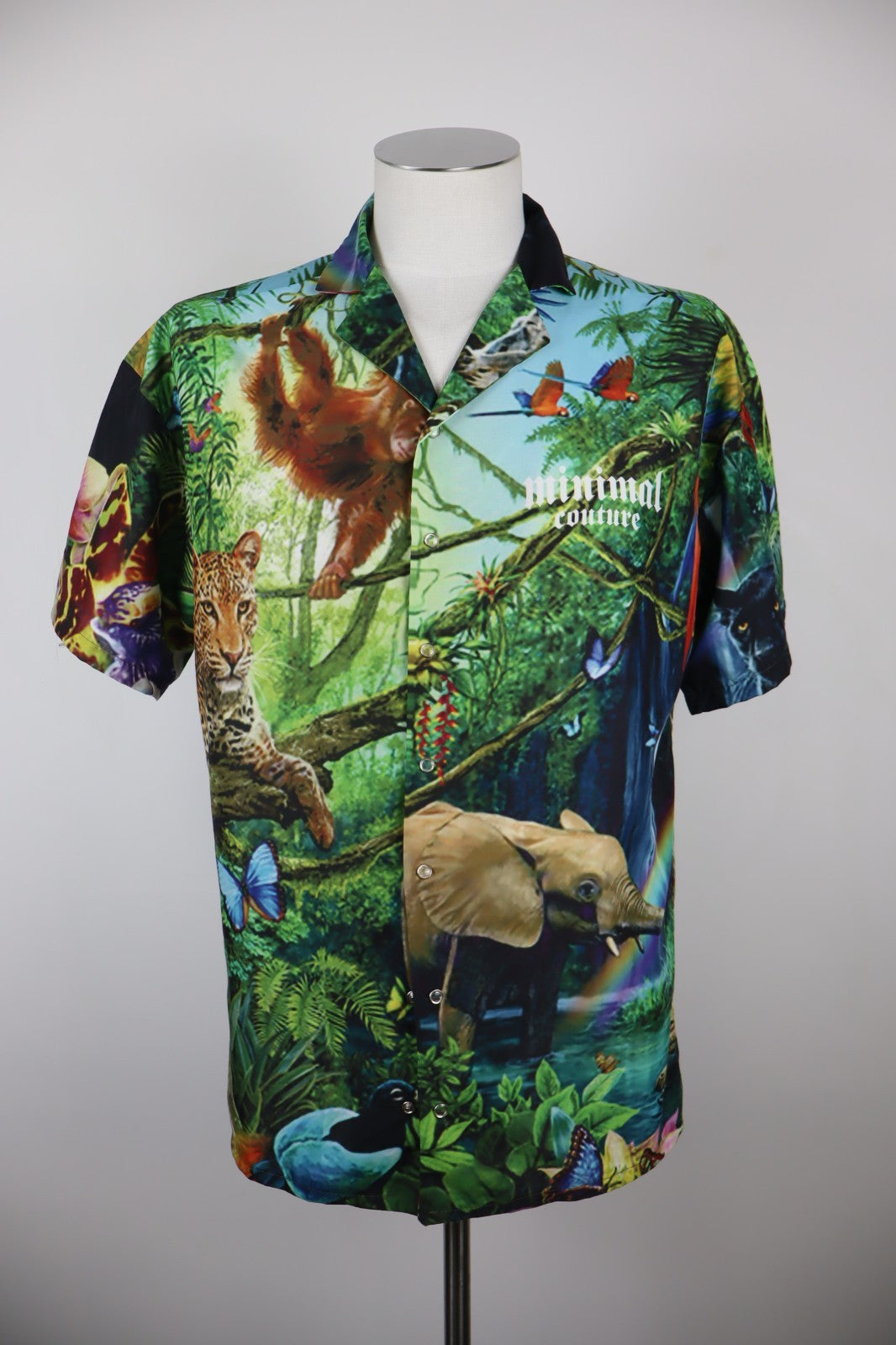 MINIMAL COUTURE MILANO CAMICIA UOMO TG L MAN CASUAL VINTAGE SHIRT ANIMALIER