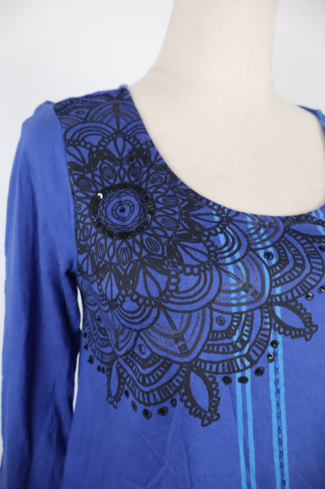 DESIGUAL MAGLIA DONNA TG. S WOMAN CASUAL VINTAGE T-SHIRT TOP COTONE PAILETTES