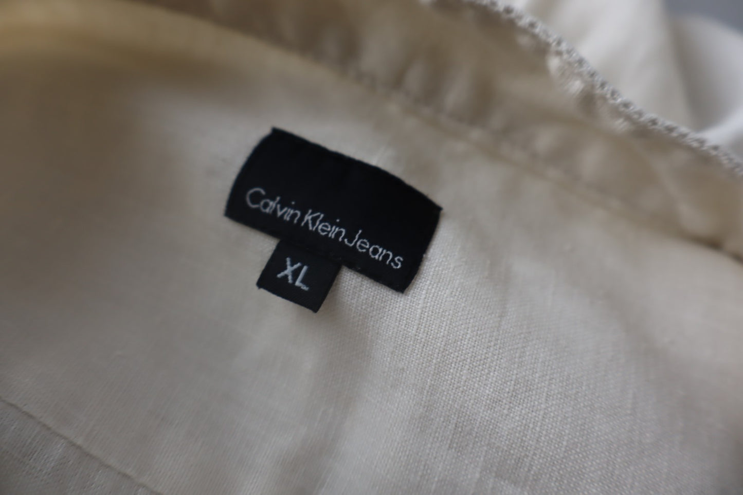 CALVIN KLEIN JEANS CAMICIA UOMO LINO TG. XL MAN CASUAL VINTAGE LINEN SHIRT LOGO