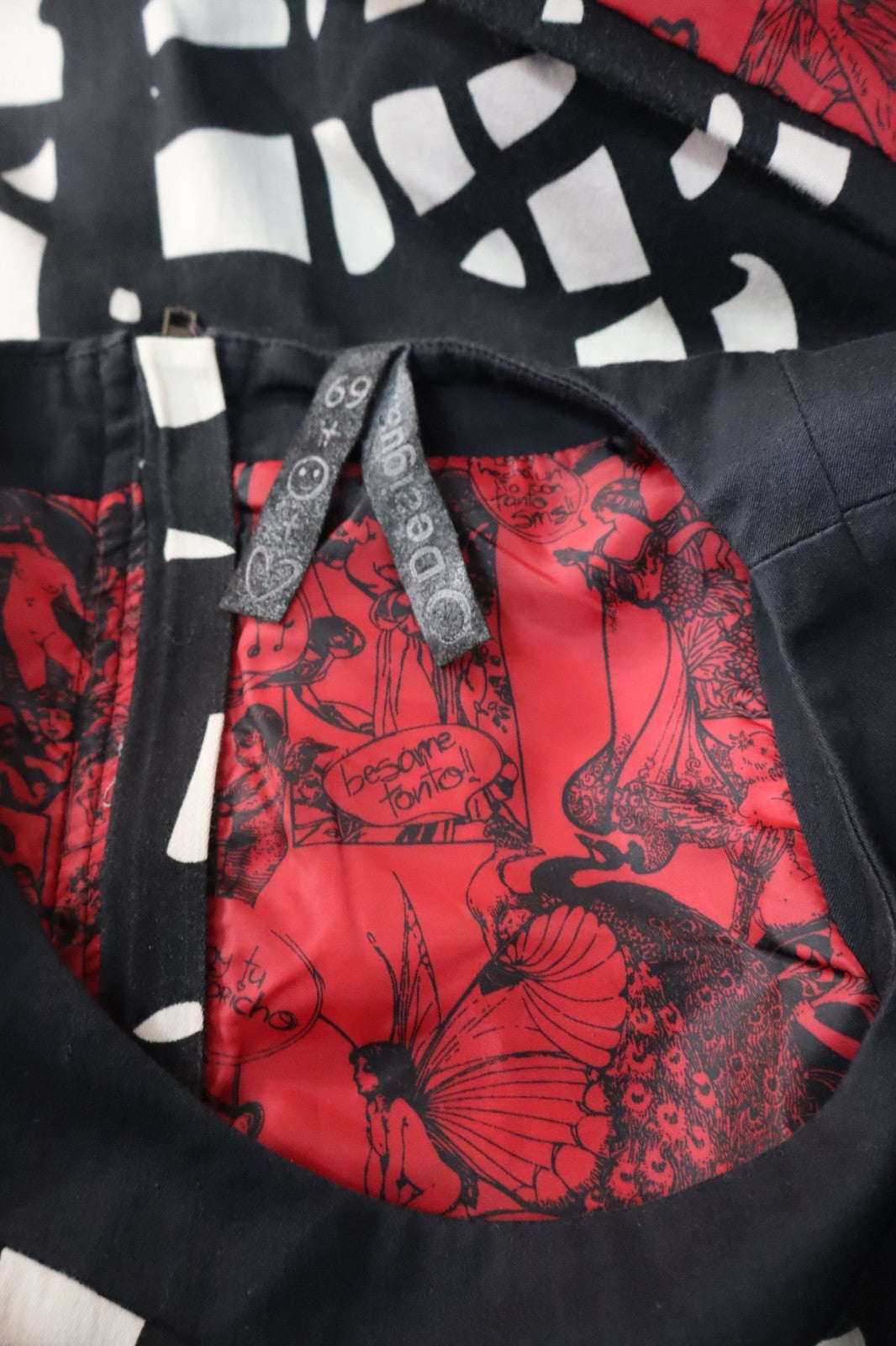 DESIGUAL VESTITO SMANICATO DONNA TG. 38 WOMAN CASUAL VINTAGE DRESS POLI COTONE