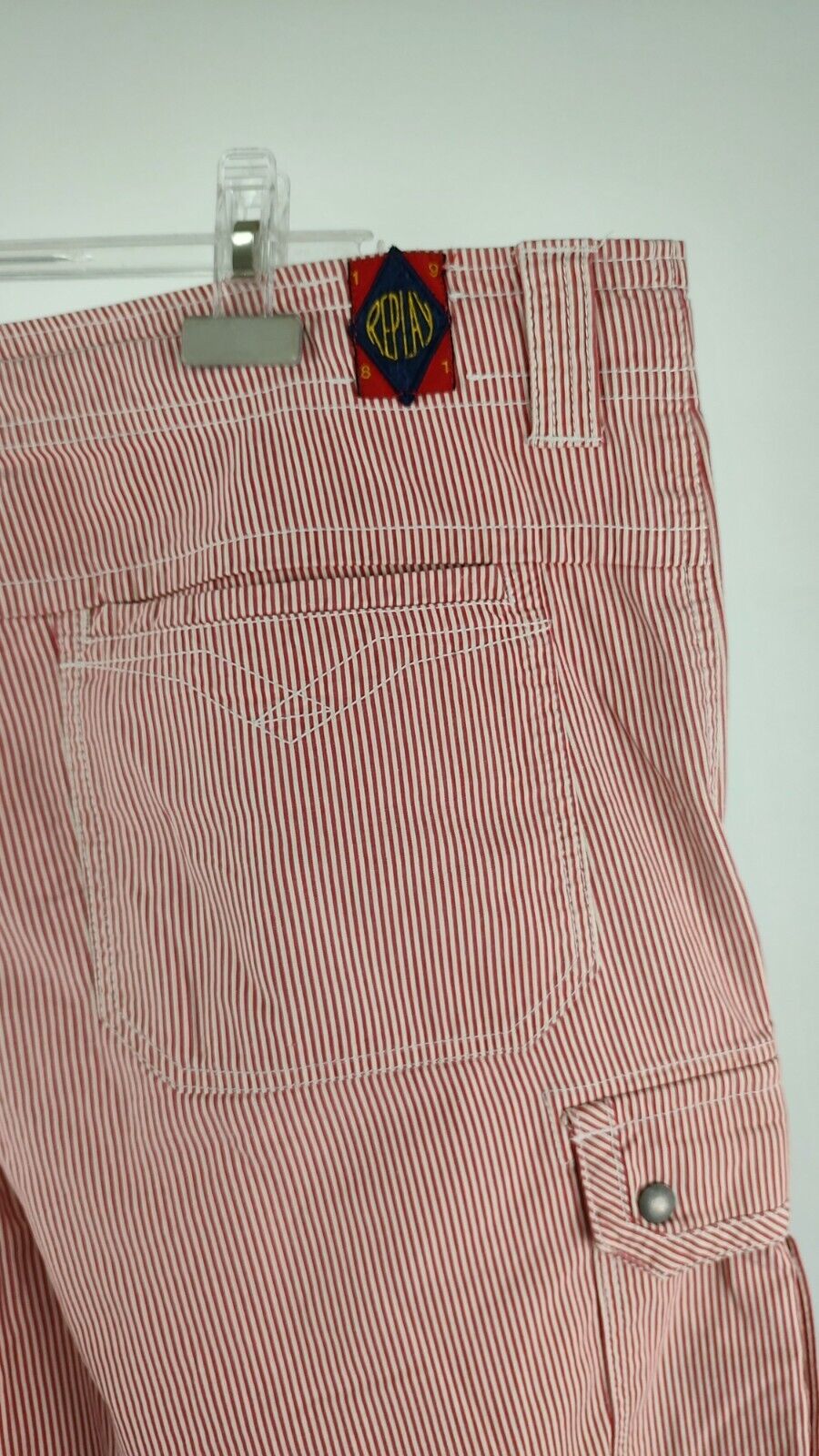 REPLAY BLUE JEANS PANTALONI BERMUDA COTONE UOMO TG. 38 MAN PANTS CASUAL VINTAGE