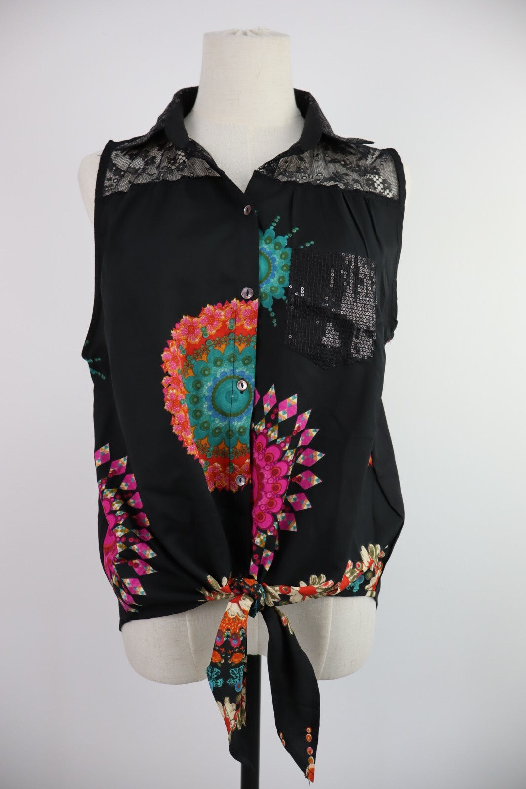 DESIGUAL CAMICIA SMANICATA DONNA TG. XL WOMAN SHIRT CASUAL VINTAGE