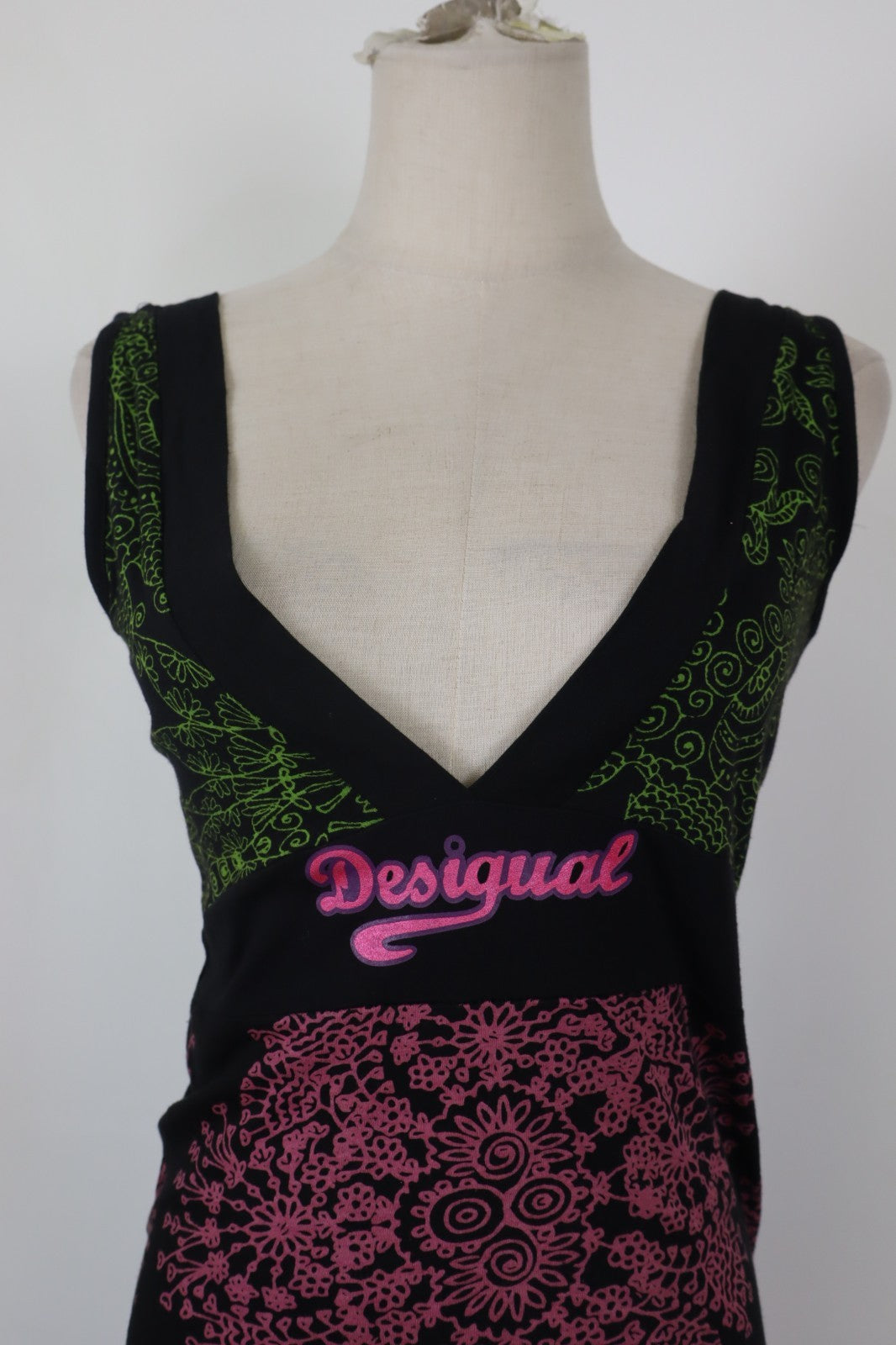 DESIGUAL VESTITO DONNA TG. M WOMAN CASUAL VINTAGE DRESS COTONE