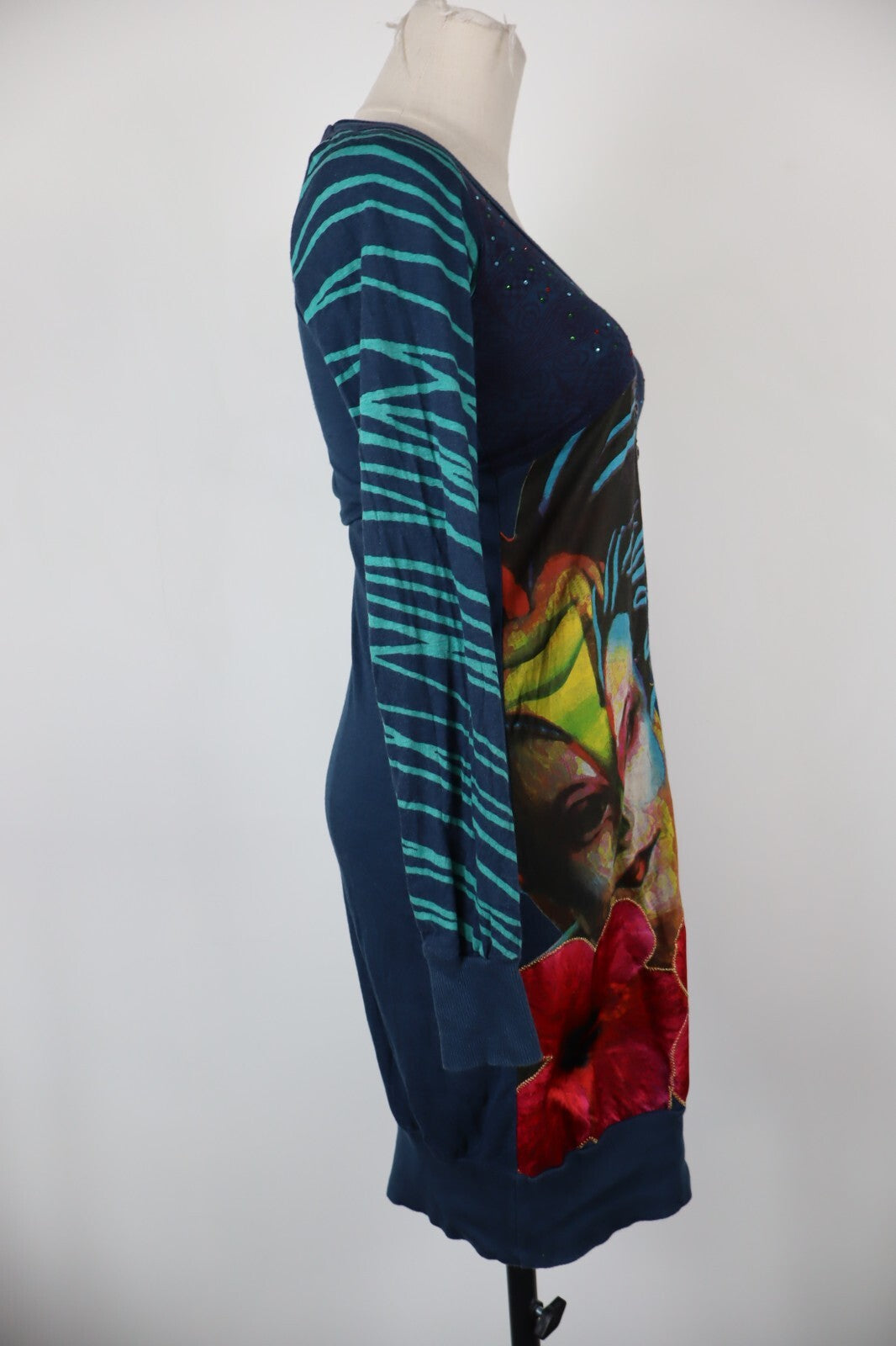 DESIGUAL VESTITO ABITO DONNA TG. XS WOMAN CASUAL VINTAGE DRESS COTONE