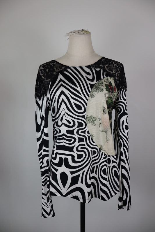 DESIGUAL MAGLIA DONNA TG. L WOMAN T-SHIRT CASUAL VINTAGE