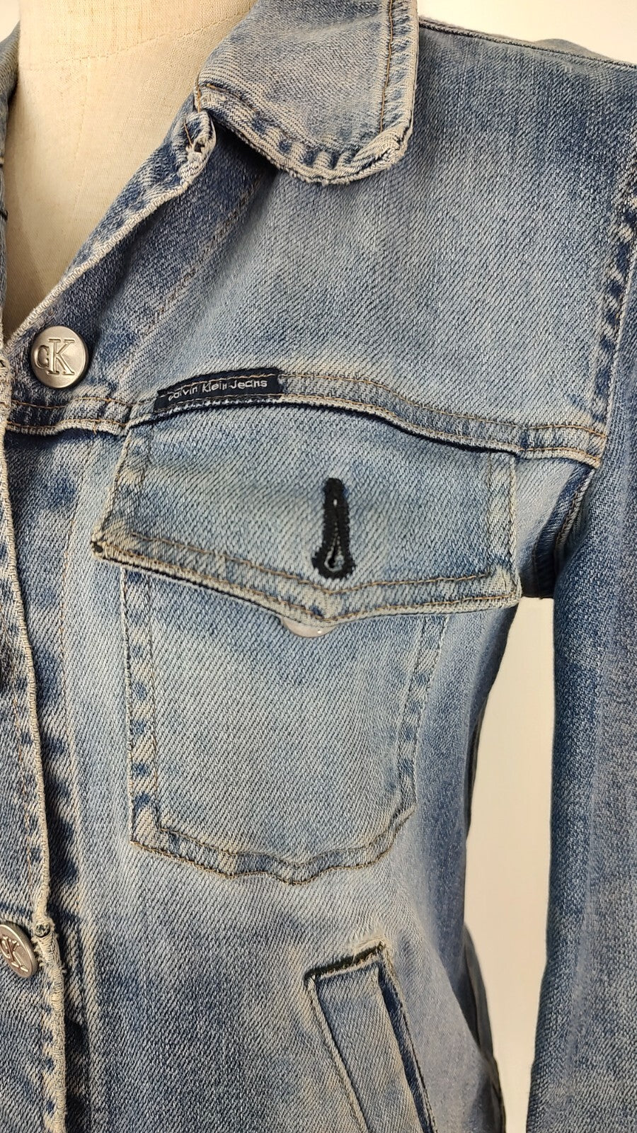 CALVIN KLEIN GIACCA DONNA COTONE Tg S WOMAN CASUAL VINTAGE JACKET COTTON DENIM