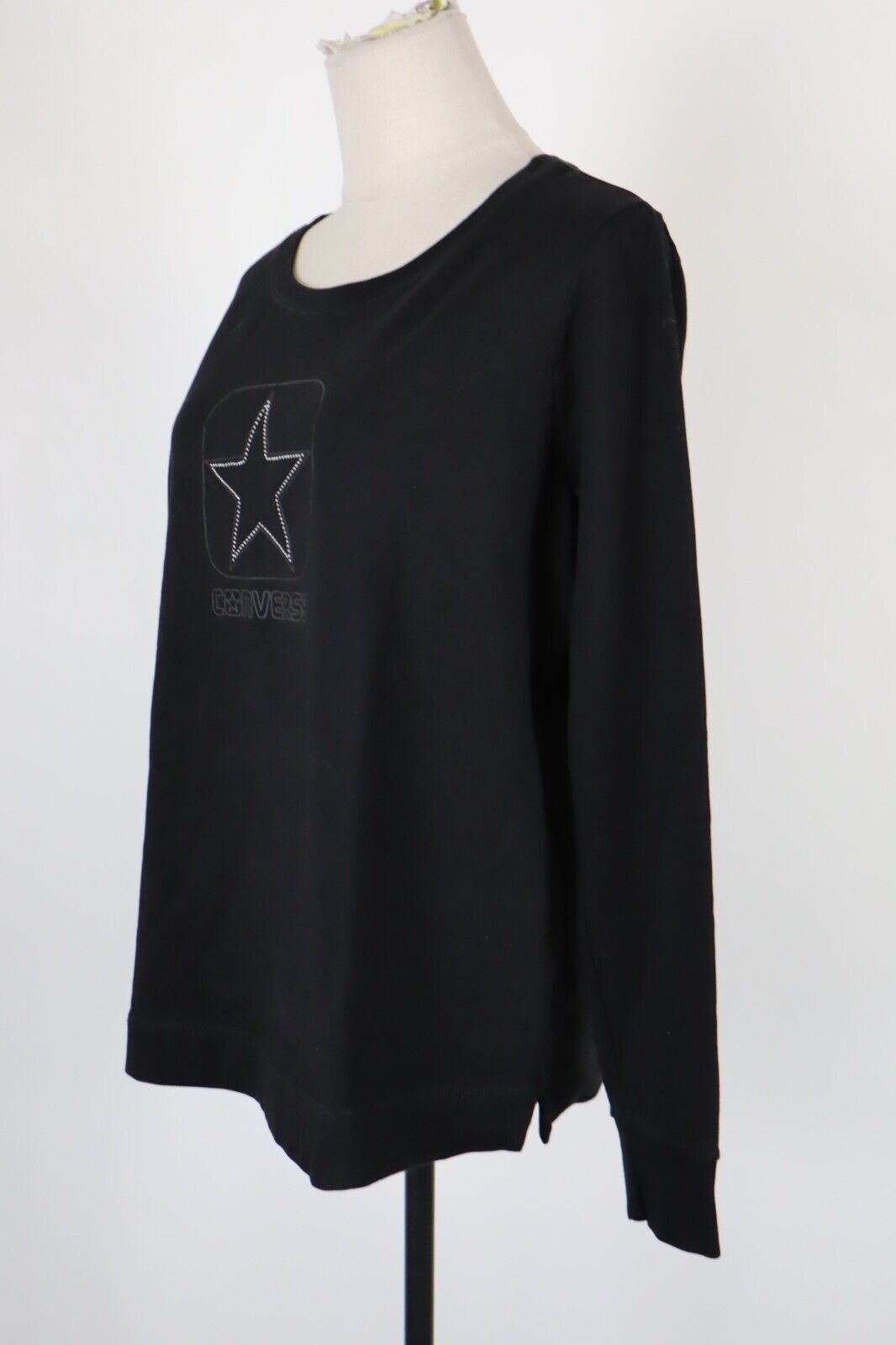 CONVERSE ALL STAR FELPA DONNA Tg L WOMAN CASUAL VINTAGE SPORT SWEATSHIRT COTONE