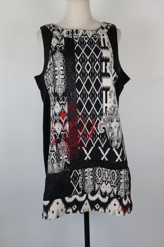 DESIGUAL VESTITO ABITO DONNA TG. L WOMAN CASUAL VINTAGE DRESS VARIOPINTO